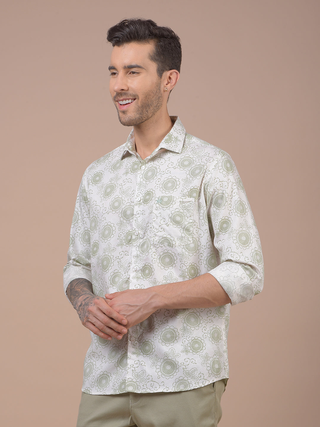 Green Floral Print Shirt