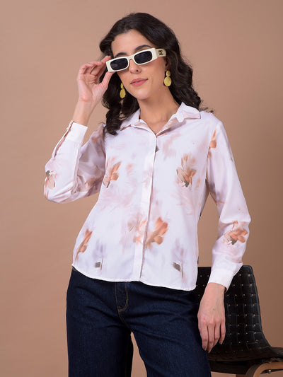 Peach Floral Print Shirt