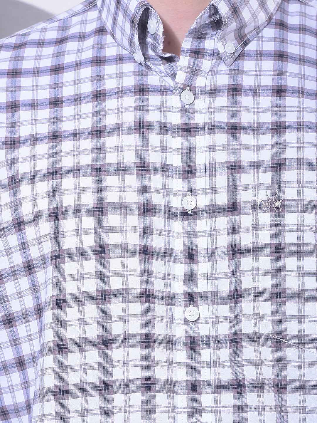Brown Checked 100% Cotton Shirt