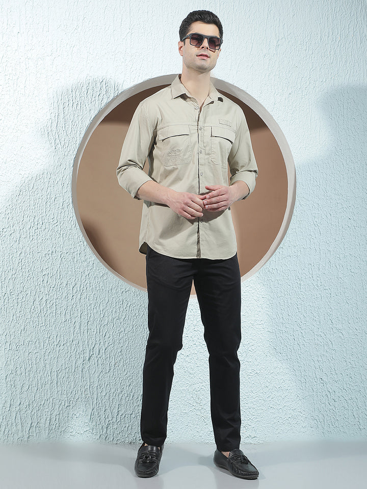 Beige Double Pocket Shirt