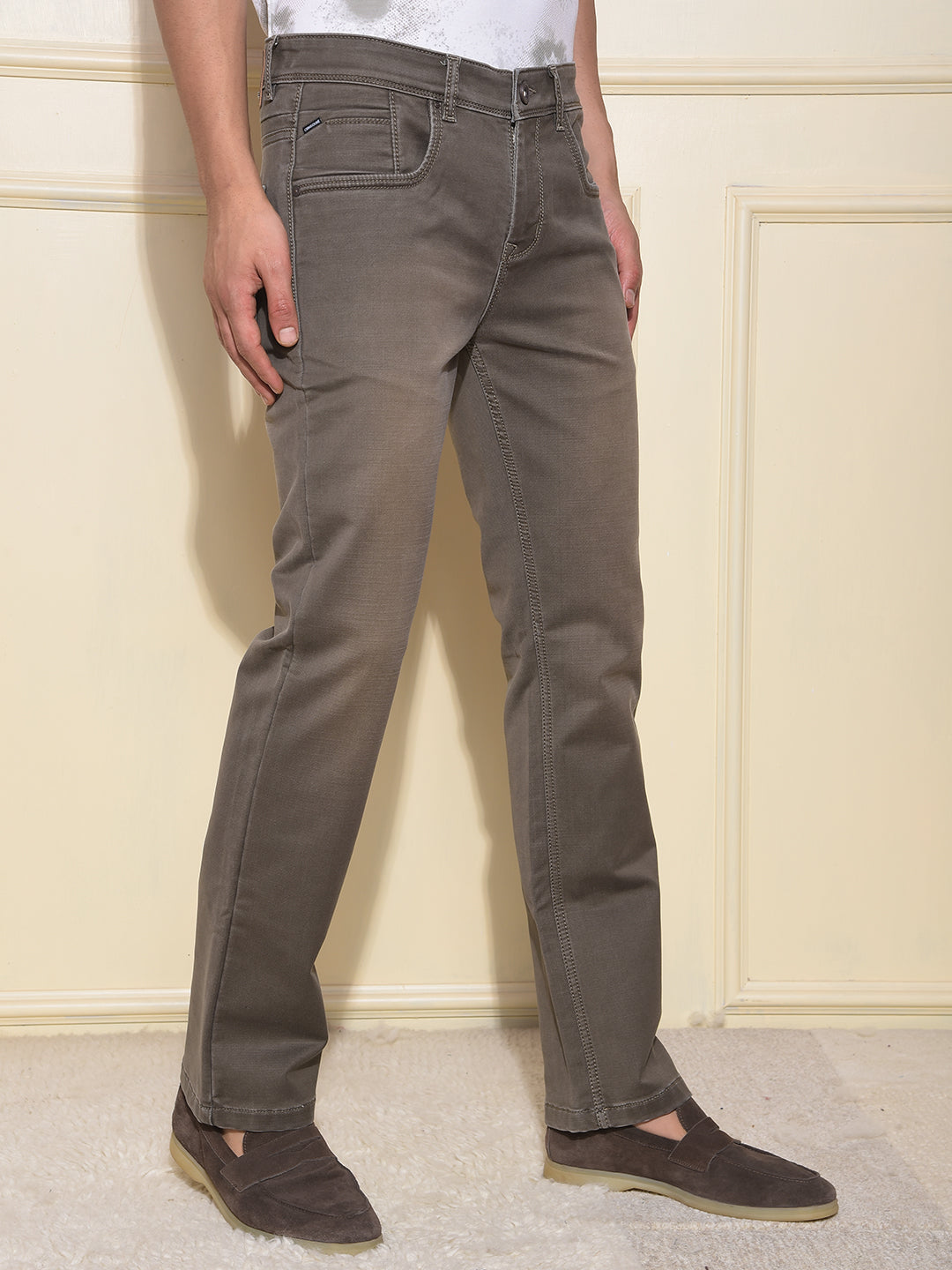 Edgy Brown Straight Jeans