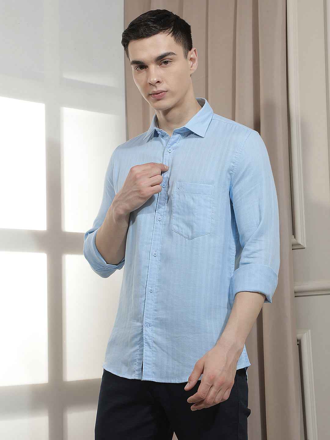 Blue Vertical Stripes Shirt
