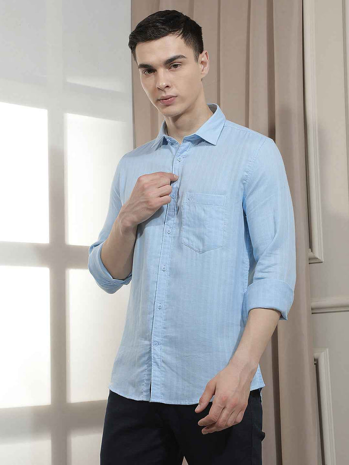 Blue Vertical Stripes Shirt