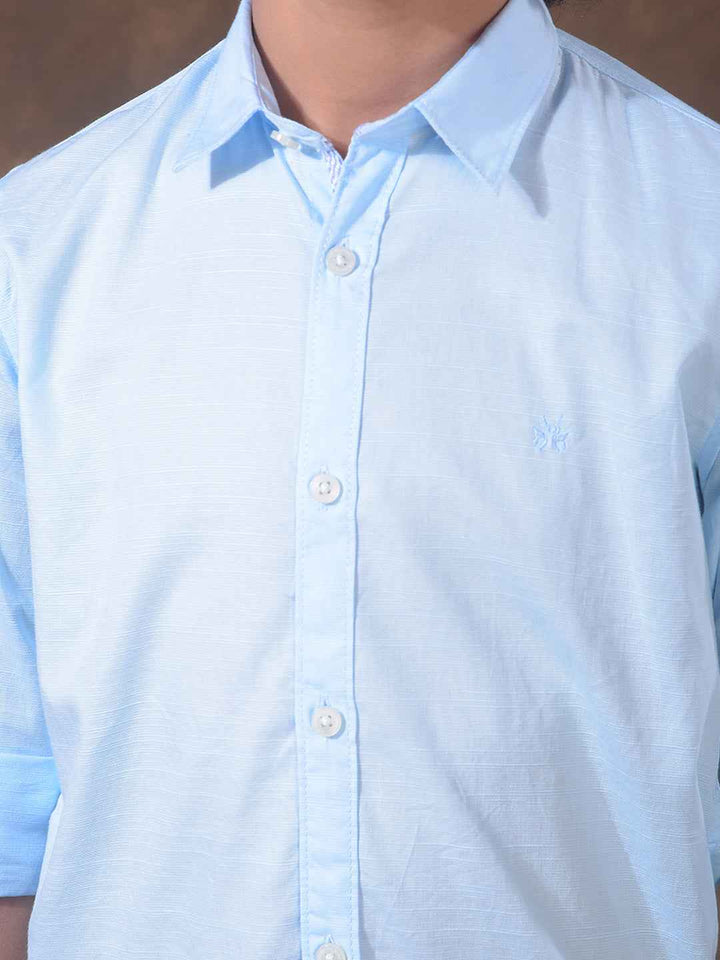Blue Textured Linen Shirt