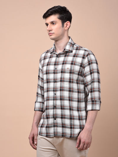 Brown Checked 100% Cotton Shirt