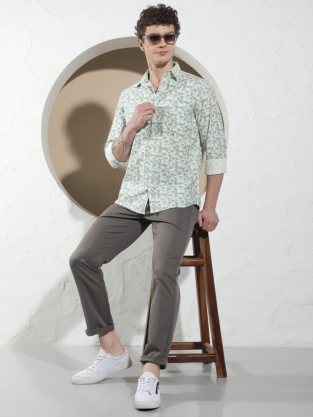 Green Floral Print Shirt