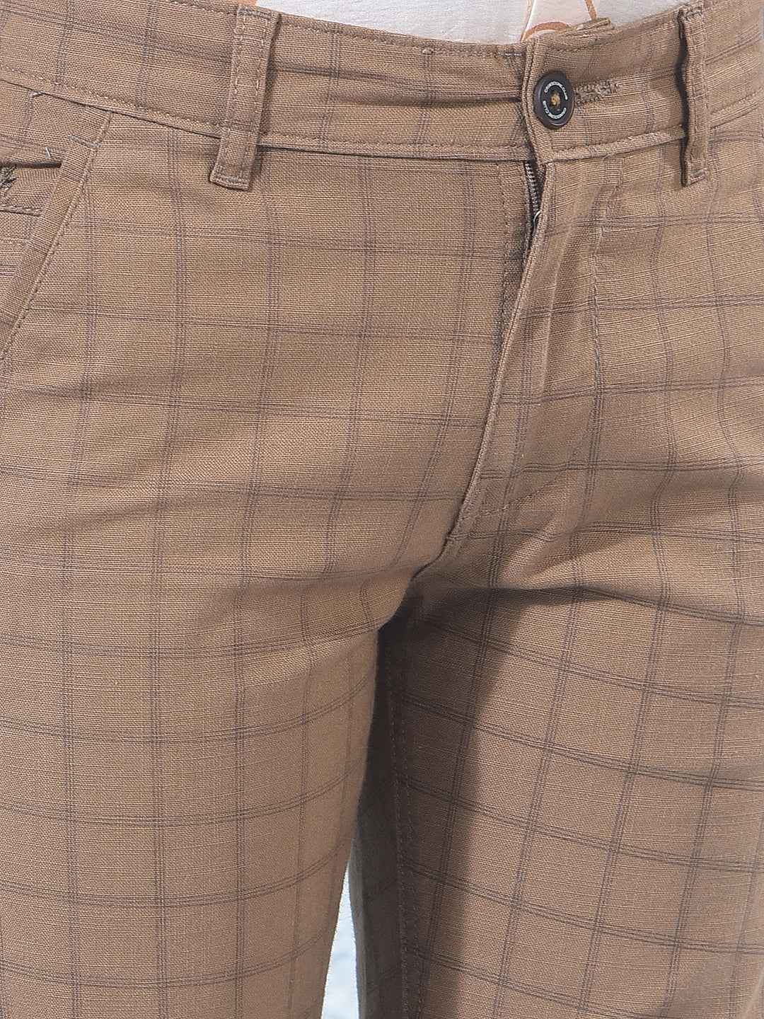 Brown Grid Check Trousers