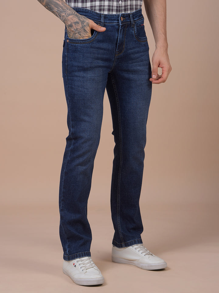 Navy Blue Straight Jeans