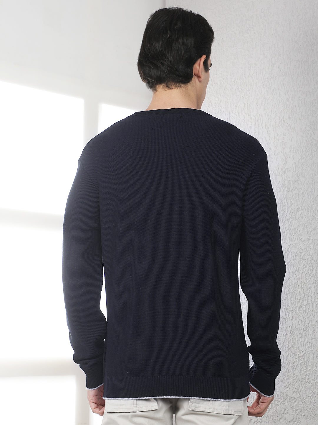 Navy Blue Oversized Round Neck Sweater