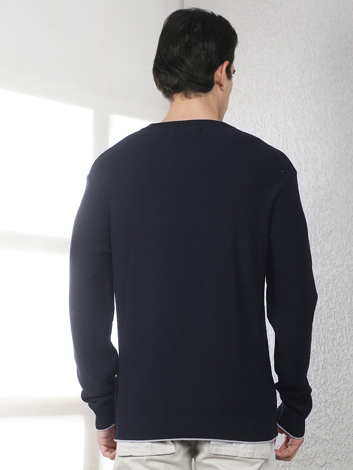 Navy Blue Oversized Round Neck Sweater