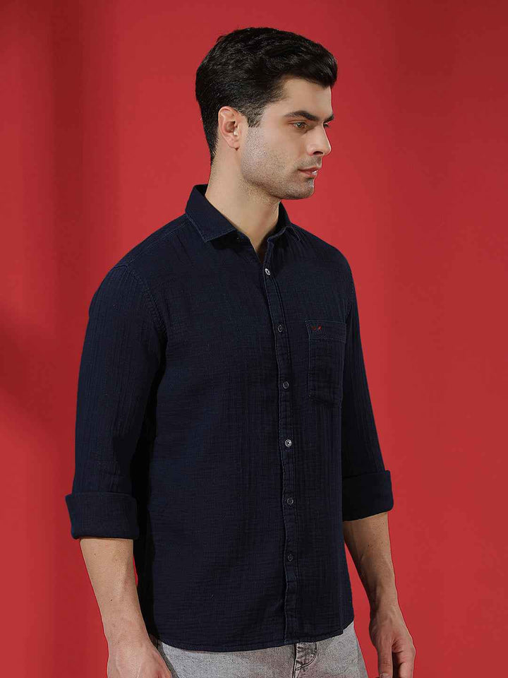 Navy Blue 100% Cotton Shirt