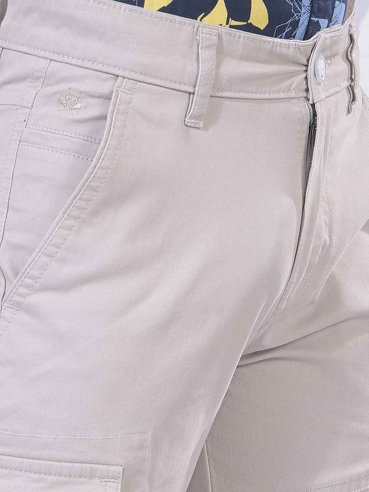 Soft Beige Utility Cargo Trousers