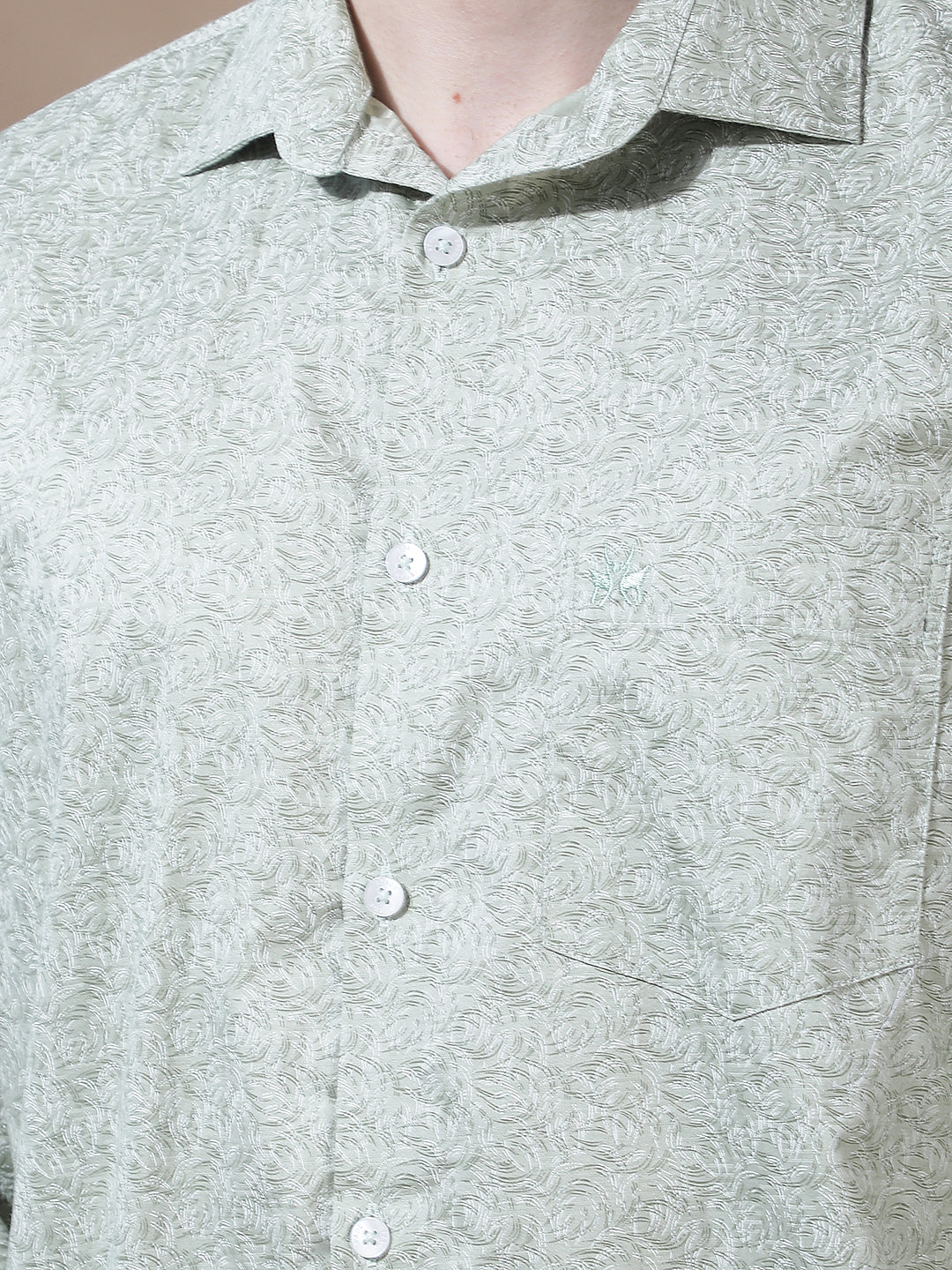Green Floral Print 100% Cotton Shirt