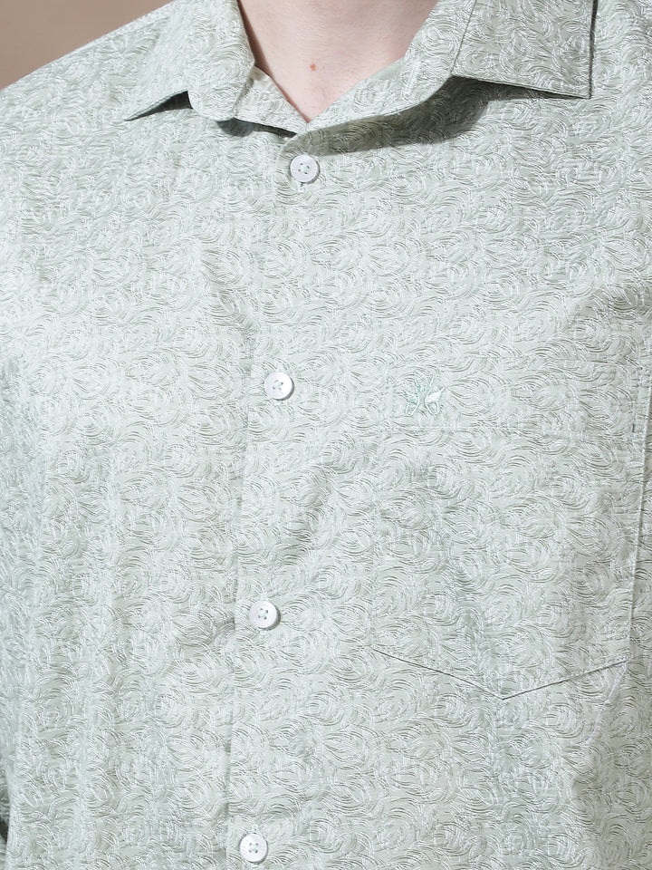 Green Floral Print 100% Cotton Shirt
