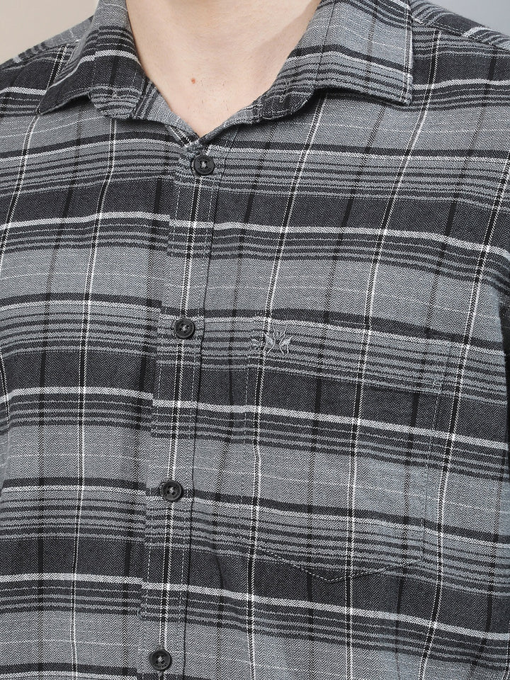 Grey Checked 100% Cotton Shirt