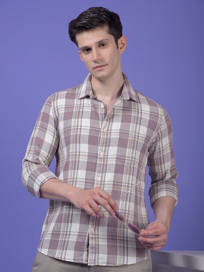 Purple Checked 100% Cotton Shirt