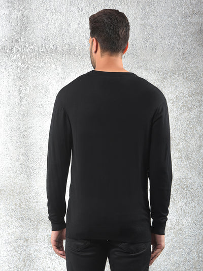 All-Day Comfort Black Jacquard Sweater