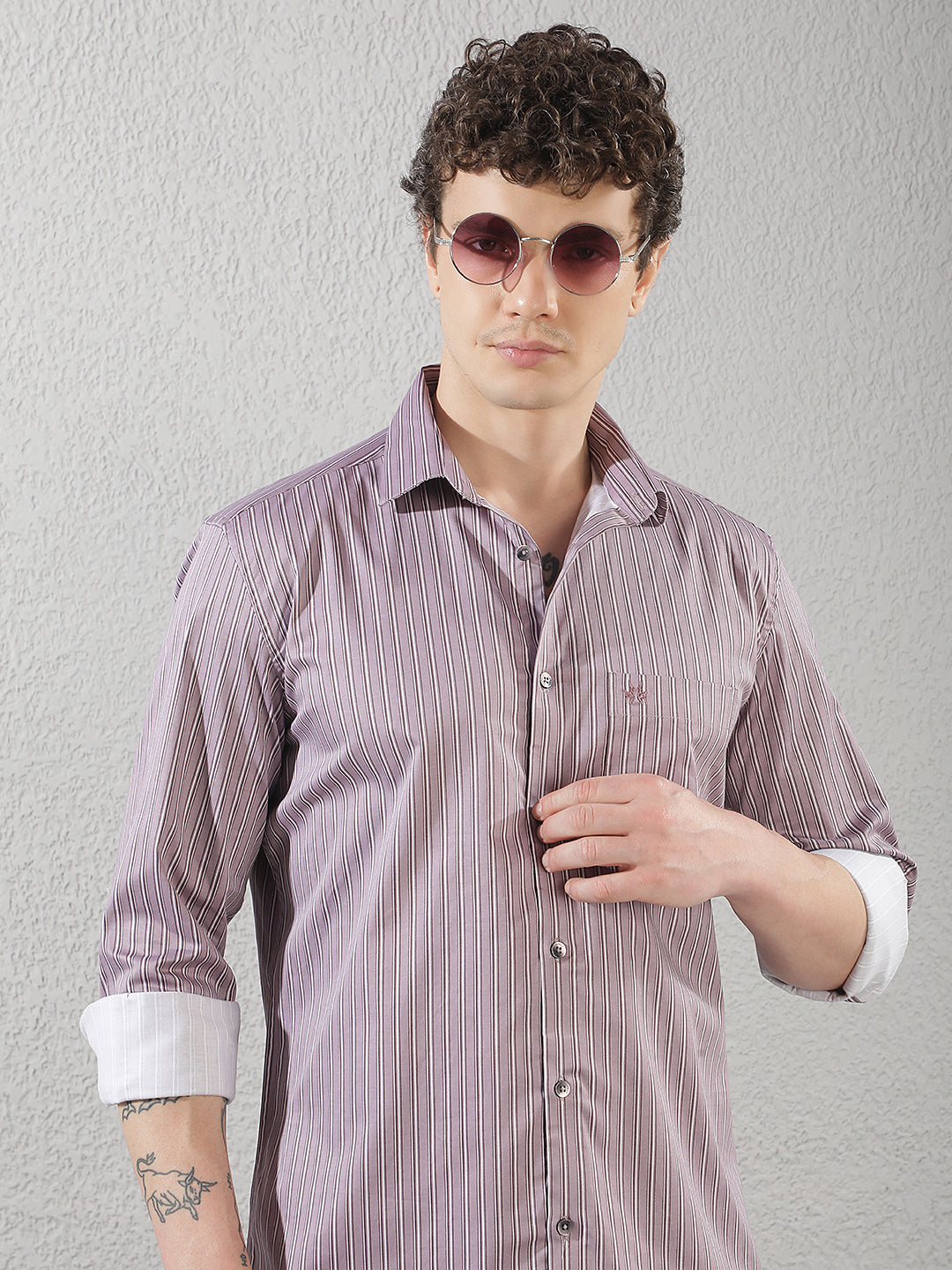 Purple Vertical Stripes Shirt