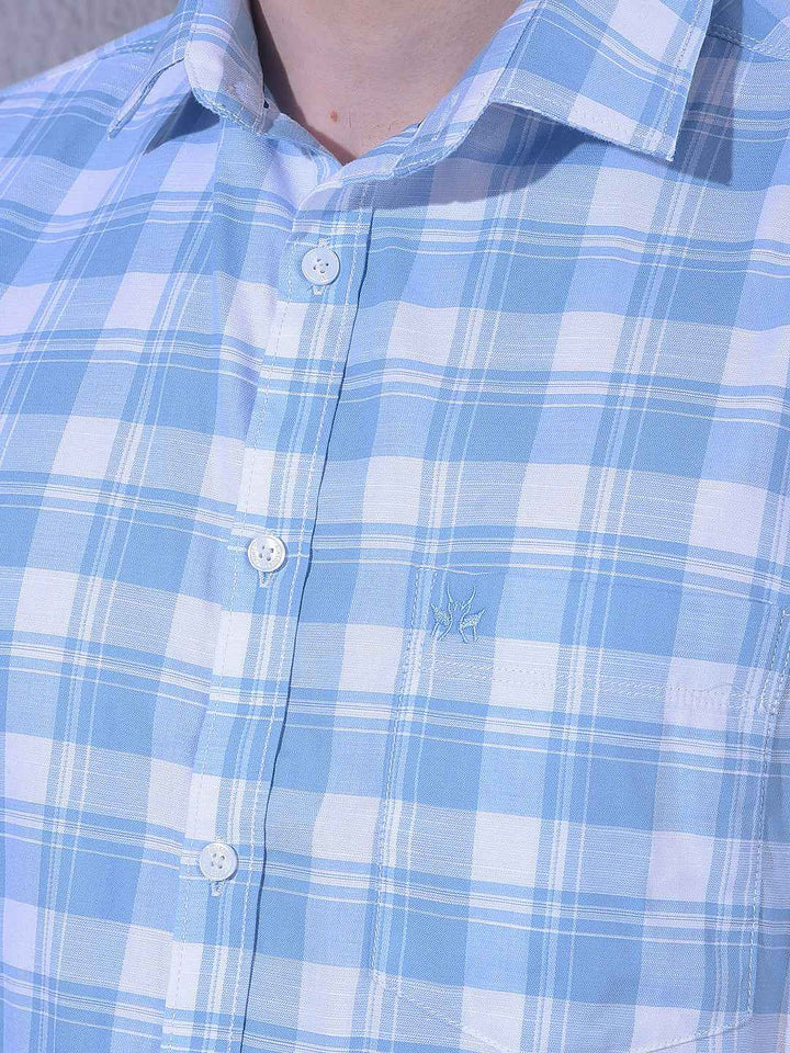 Blue Linen Checked Shirt