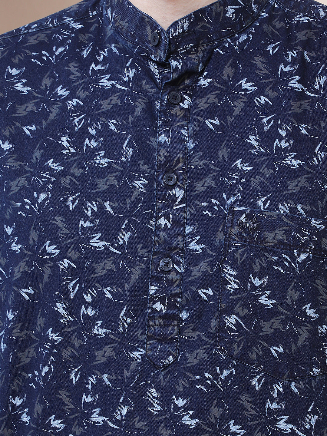 Olive Floral Print 100% Cotton Kurta