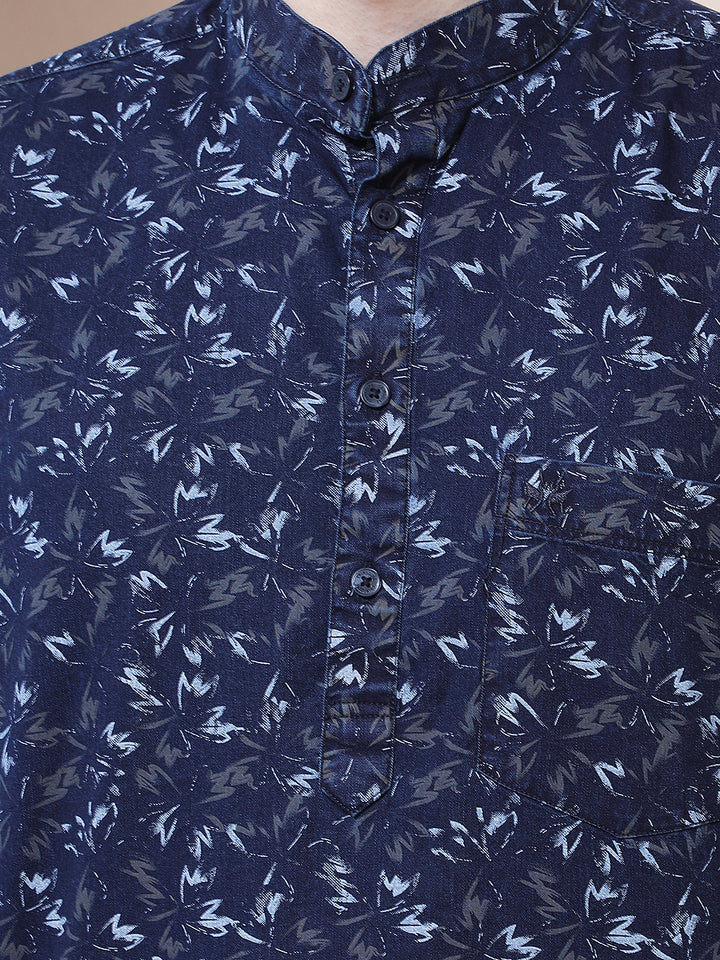 Olive Floral Print 100% Cotton Kurta