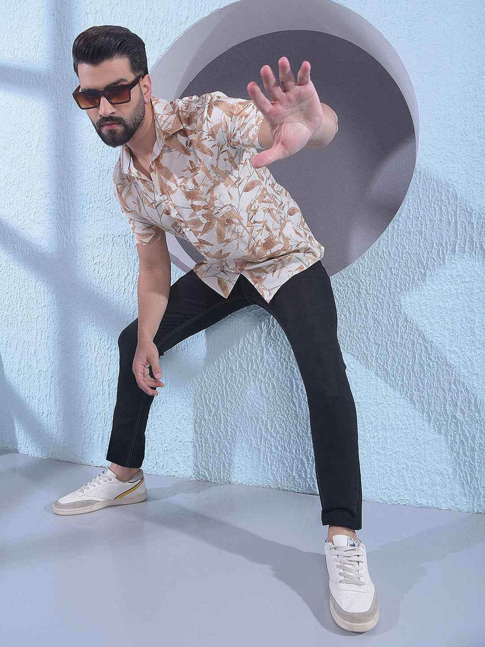 Brown Floral Print Shirt