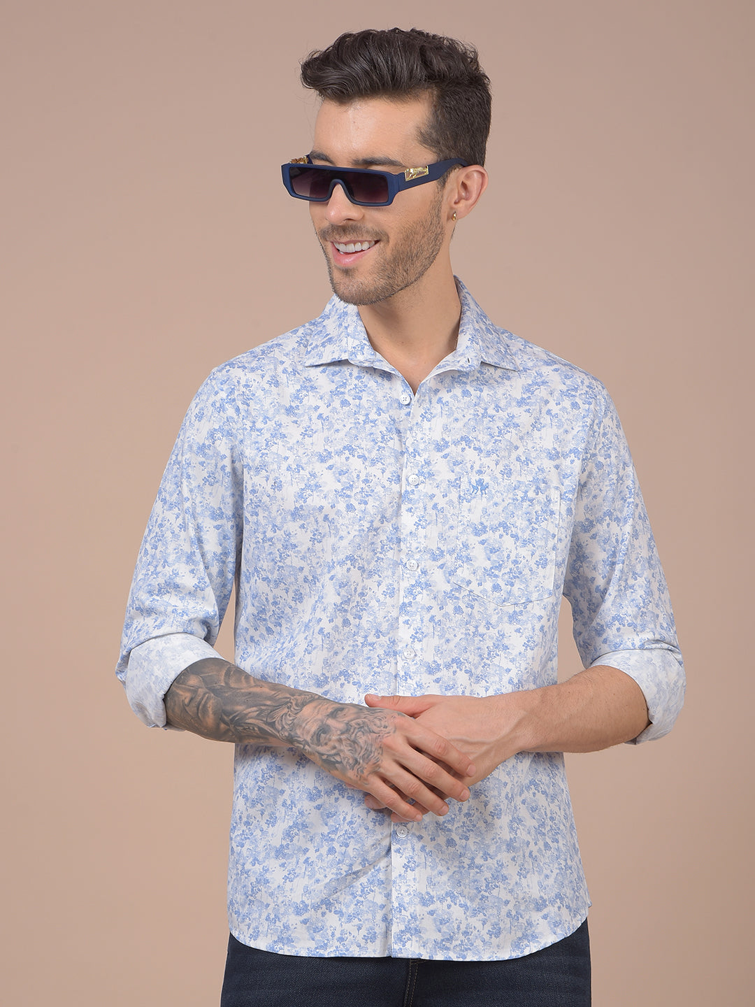 Blue Floral Print Shirt