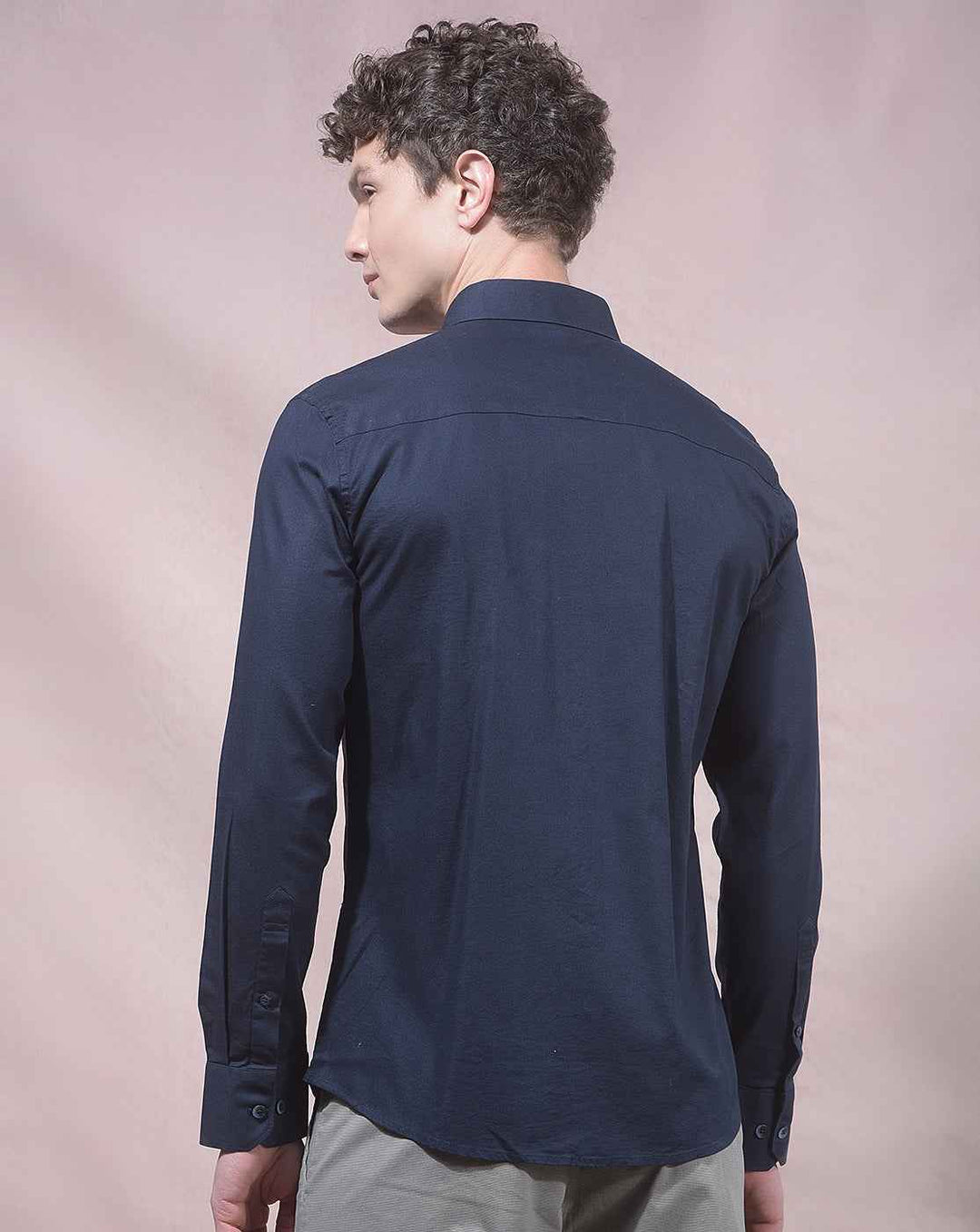 Sleek Navy Comfortable Casual Shirt