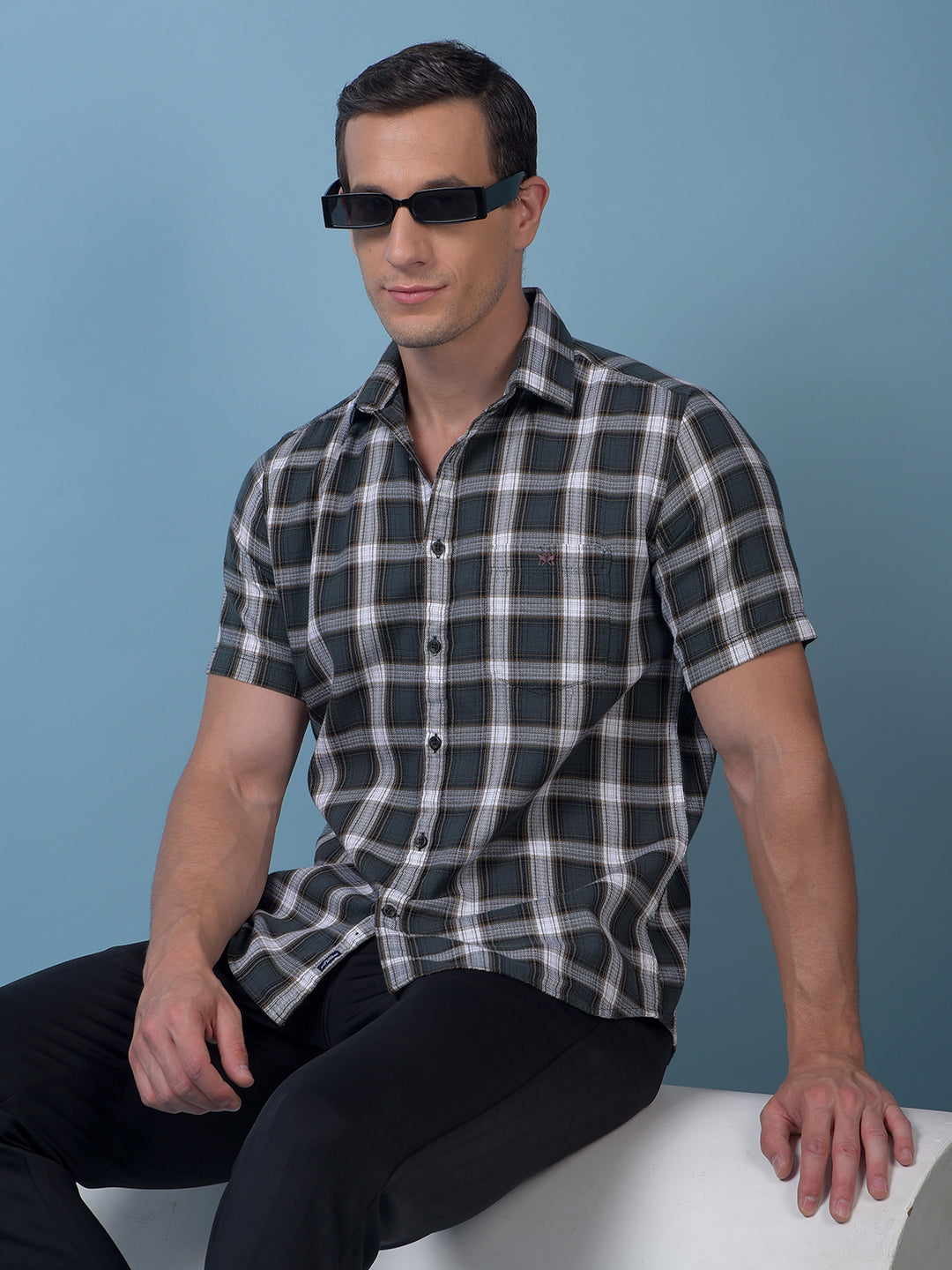 Green Checked 100% Cotton Shirt