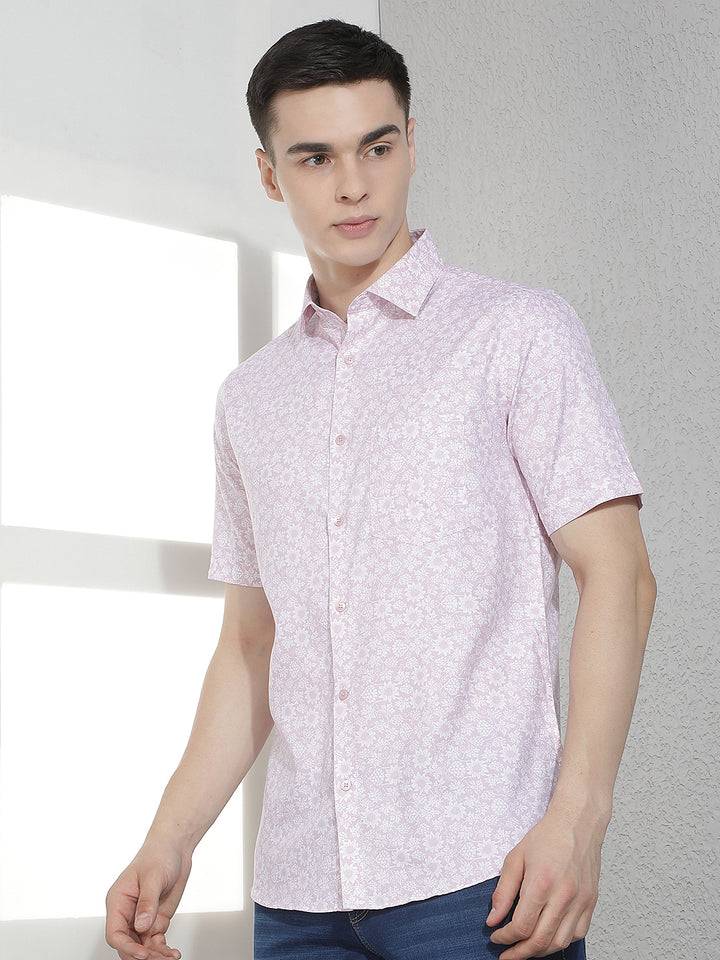 Pink Floral Print Modal Shirt