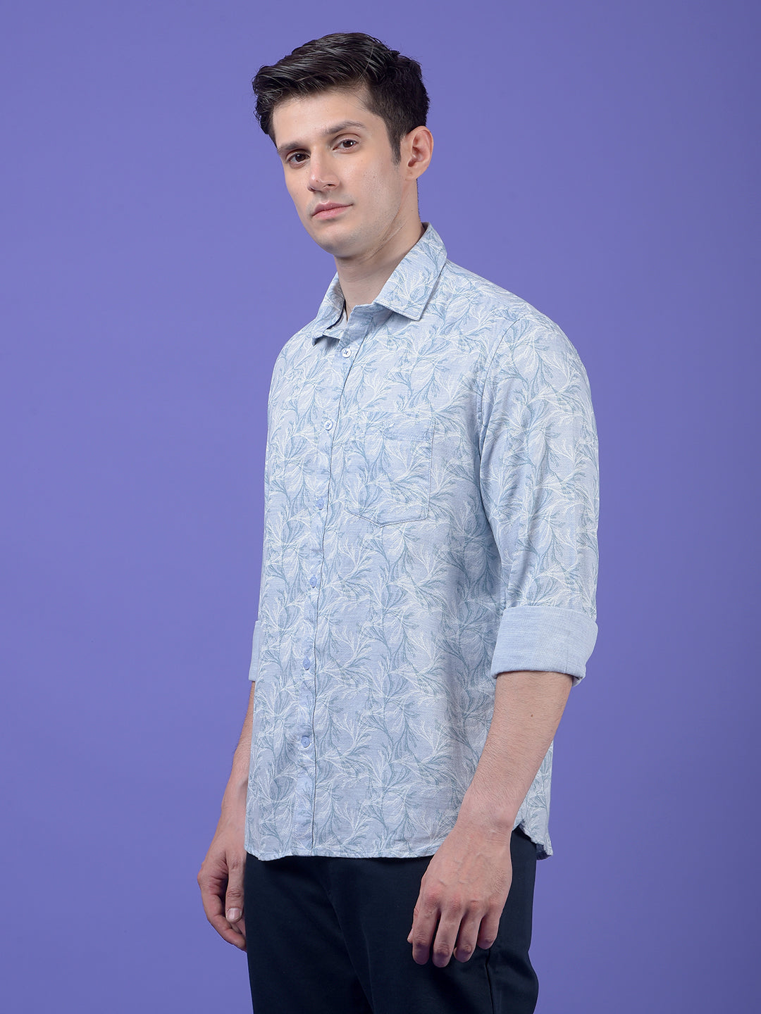 Blue Floral Print Shirt