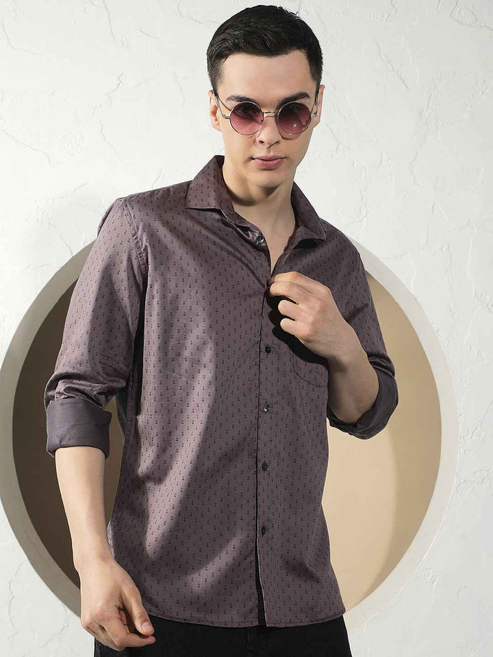 Purple Micro Print Shirt