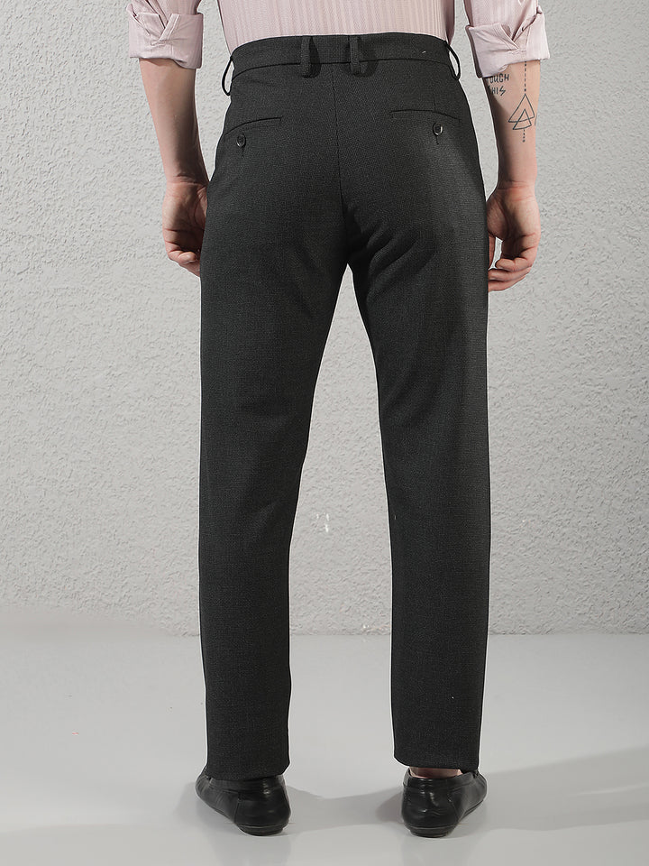 Chic Jet Black Printed Trousers