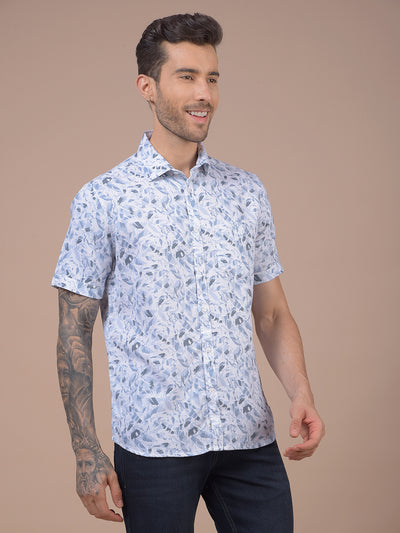 Blue Printed 100% Cotton Shirt