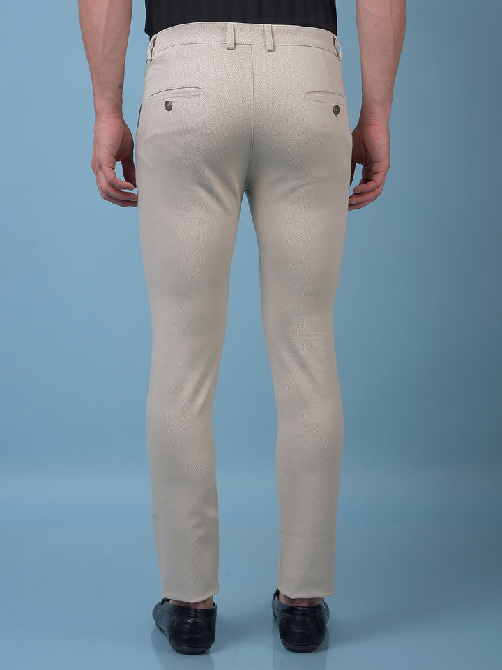 Beige Printed Trousers
