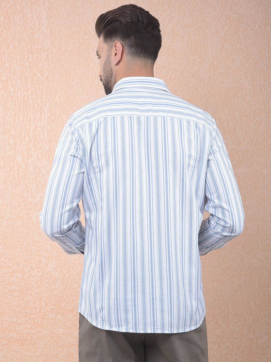 Blue Vertical Stripes 100% Cotton Shirt
