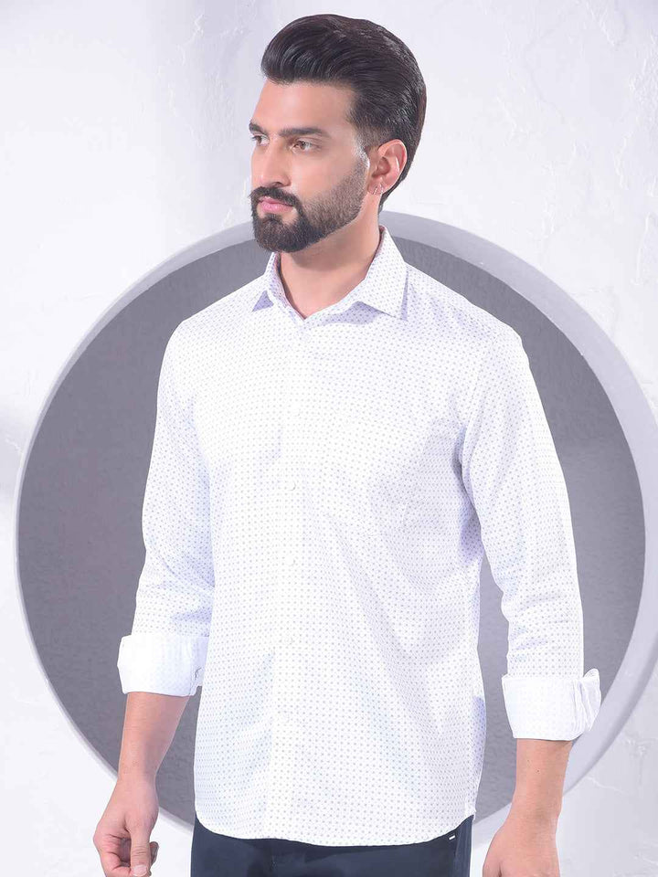 White Polka Dot Print Shirt