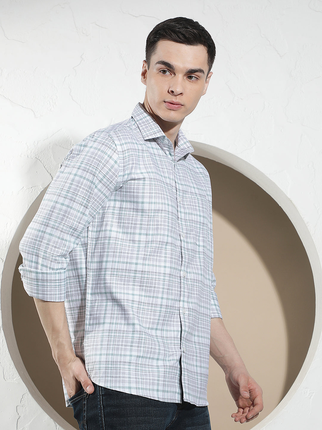 Green Checked 100% Cotton Shirt