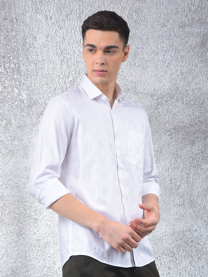 White Textured 100% Cotton Shirt