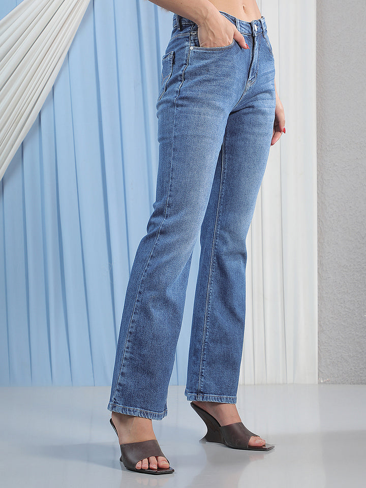 Structured Azure Blue Bootcut Jeans