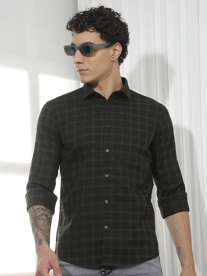 Green Checked 100% Cotton Shirt