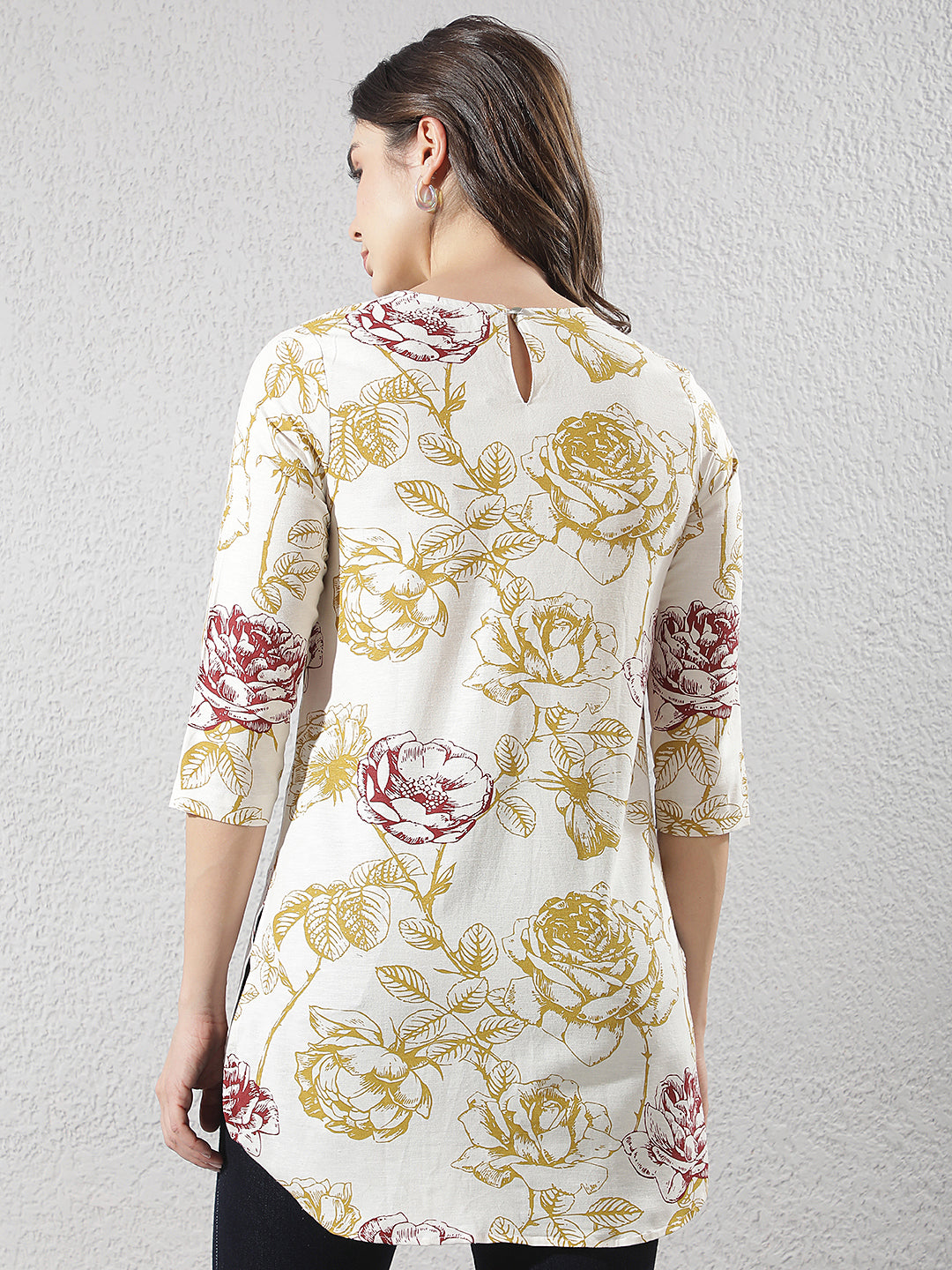Linen Yellow Floral Print Top