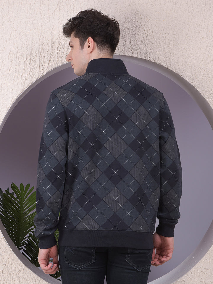 Bold Navy Blue Printed Sweatshirt