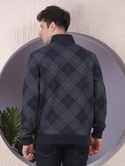 Bold Navy Blue Printed Sweatshirt