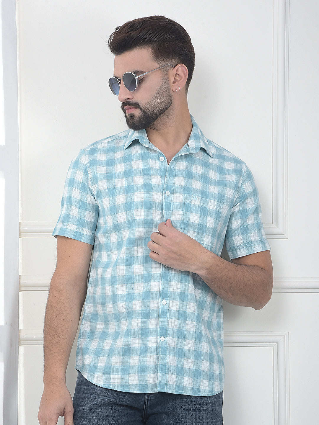 Forest Green Checked 100% Cotton Shirt