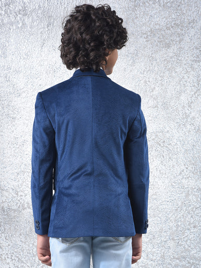 Blue Jacquard Single Breasted Blazer