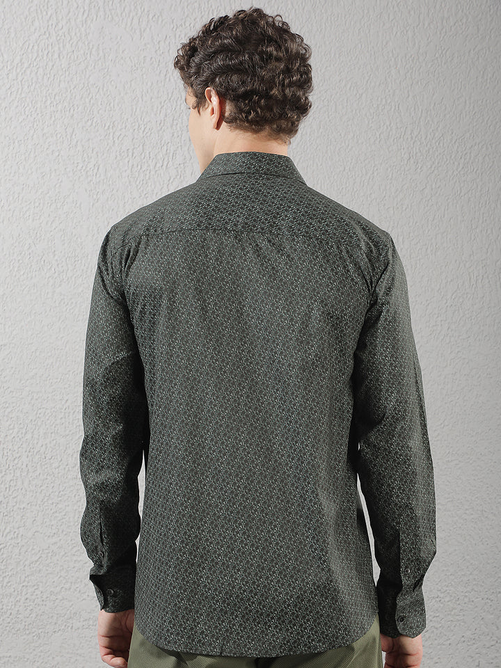 Green Abstract Print Shirt