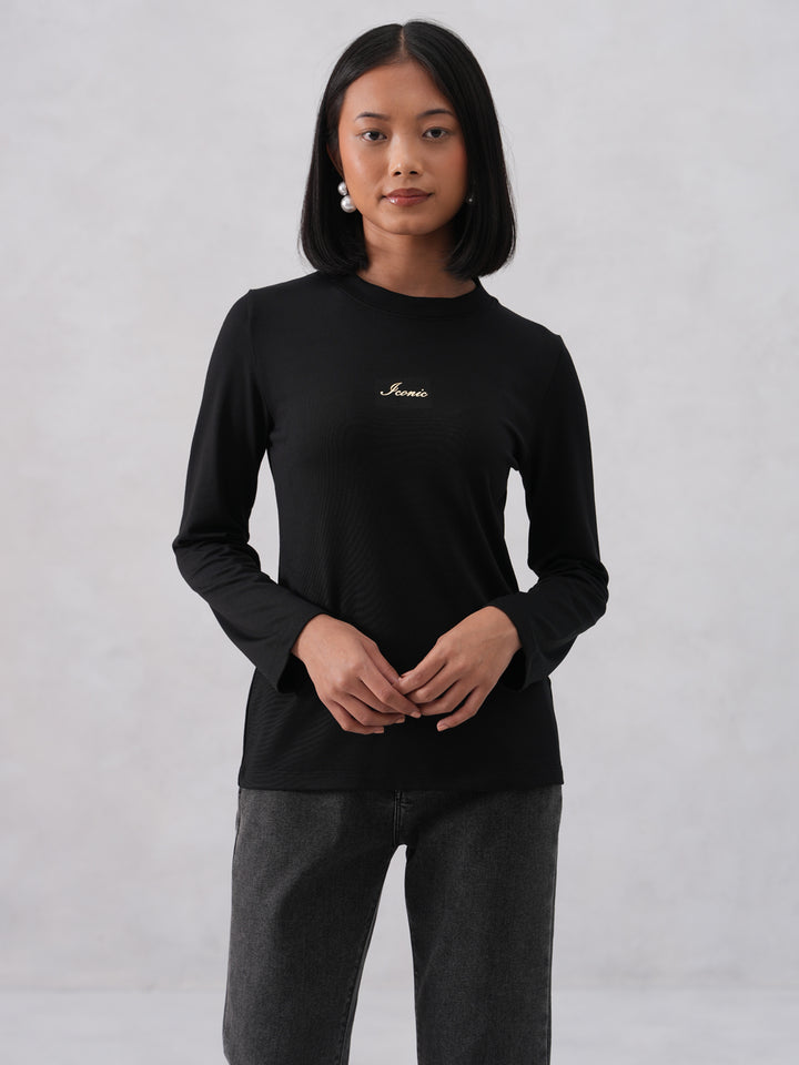 Black Typographic Printed T-Shirt