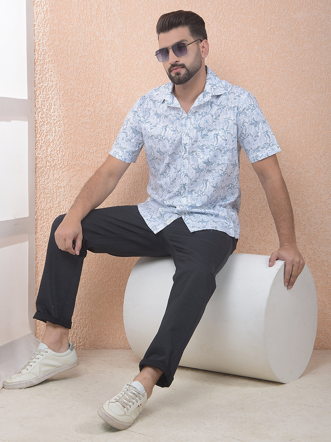 Blue Floral Print Shirt