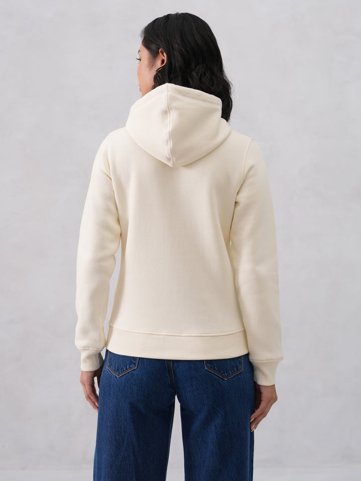 Cream Hooded Neck Sweatshirt
